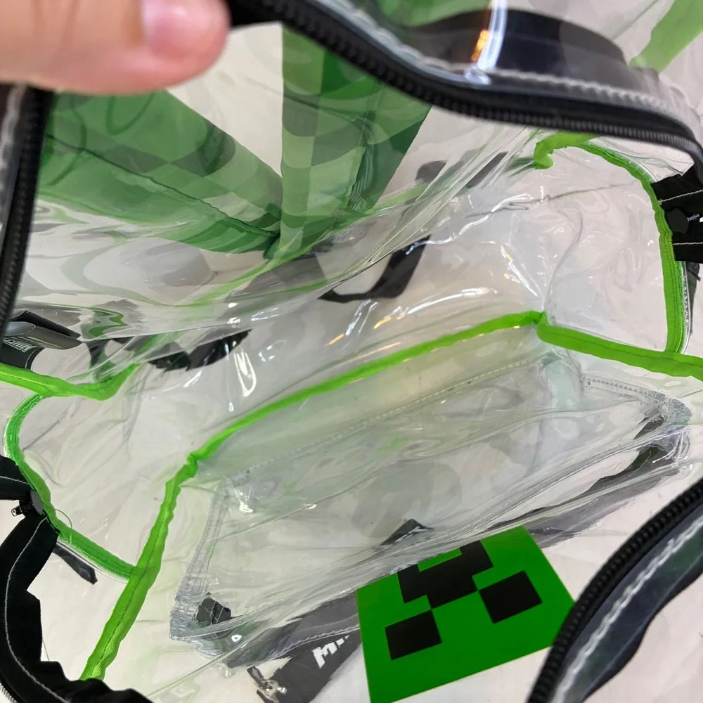 Minecraft Creeper Clear Backpack Bioworld Green Transparent School Bag 15 inch